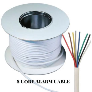 8-Core white Burglar Security Alarm Cable 100m